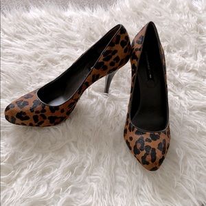 Banana Republic Leopard calf hair heels